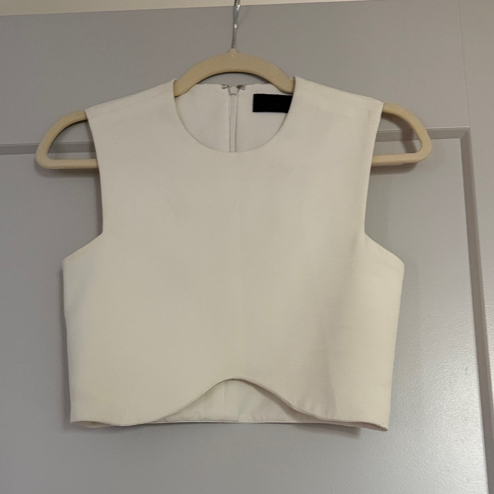 Blaquw Label Elegant White Crop Sleeveless Top